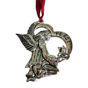 Vintage Gorham Peace Angel Silverplate Christmas Ornament - Angel Lover Gift